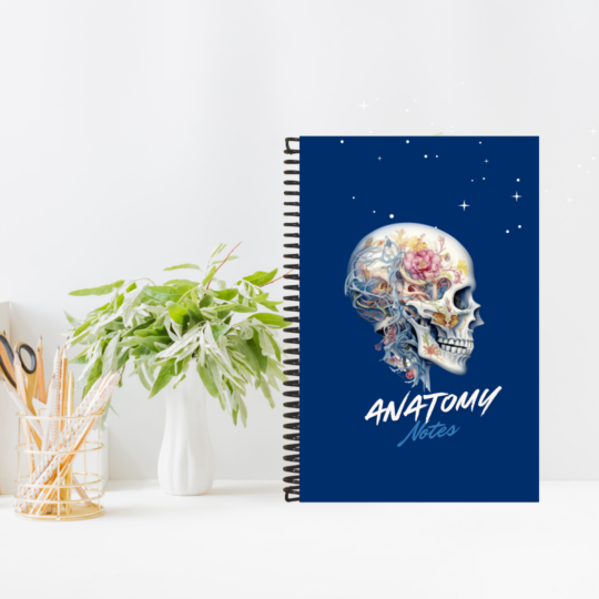Blue Skeleton Anatomy Notes- Spiral 200 Blank Pages